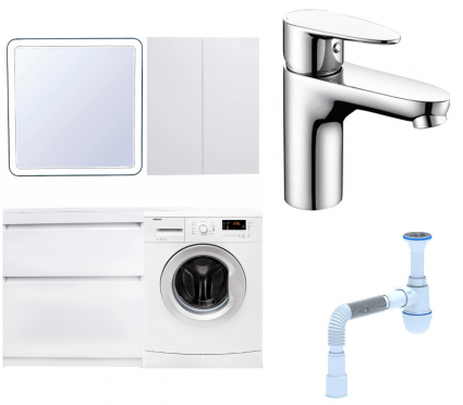Комплект: Мебель для ванной Style Line Даллас 140 Люкс + Смеситель Wasserkraft Leine 3503 + Сифон АниПласт