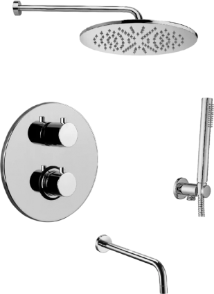 Душевой комплект Paffoni Light KITLIQ019CR139KING С ВНУТРЕННЕЙ ЧАСТЬЮ, верхний душ 30 см, с термостатом, хром