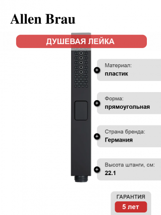 Душевая лейка Allen Brau Infinity 5.21A22-31 черная матовая