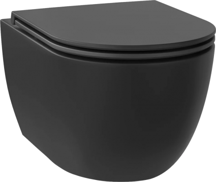 Унитаз подвесной Wellsee Chalice Perfection 182609001 безободковый, с микролифтом, матовый черный
