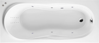Акриловая ванна Excellent Sekwana Line Nano 170x75 см, белая, с гидромассажем/джакузи, с каркасом, встраиваемая, со сливом-переливом