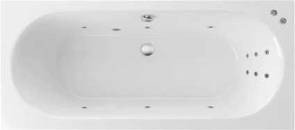 Акриловая ванна Excellent Oceana Slim Line 160x75 см, белая, с гидромассажем/джакузи, с каркасом, встраиваемая, со сливом-переливом