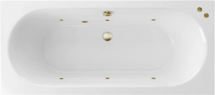 Акриловая ванна Excellent Oceana Soft 180x80 см, белая, с гидромассажем/джакузи, с каркасом, встраиваемая, со сливом-переливом, фурнитура бронза