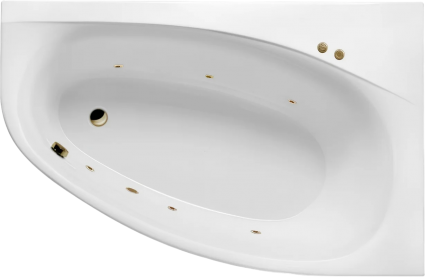 Угловая ванна акриловая Excellent Kameleon Soft R 170x110 см, белая, с гидромассажем/джакузи, правая, с каркасом, встраиваемая, со сливом-переливом, фурнитура бронза