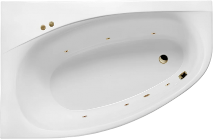 Угловая ванна акриловая Excellent Kameleon Soft L 170x110 см, белая, с гидромассажем/джакузи, левая, с каркасом, встраиваемая, со сливом-переливом, фурнитура бронза