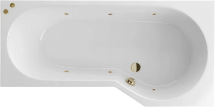 Угловая ванна акриловая Excellent Be Spot Soft R 160x80 см, белая, с гидромассажем/джакузи, правая, с каркасом, встраиваемая, со сливом-переливом, фурнитура бронза