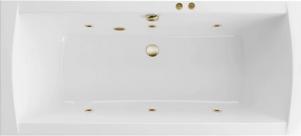 Акриловая ванна Excellent Aquaria Lux Slim Soft 180x80 см, белая, с гидромассажем/джакузи, с каркасом, встраиваемая, со сливом-переливом, фурнитура бронза