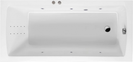 Акриловая ванна Excellent Aquaria Line Nano 170x75 см, белая, с гидромассажем/джакузи, с каркасом, встраиваемая, со сливом-переливом