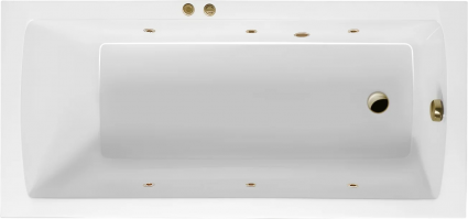 Акриловая ванна Excellent Aquaria Soft 150x70 см, белая, с гидромассажем/джакузи, с каркасом, встраиваемая, со сливом-переливом, фурнитура бронза