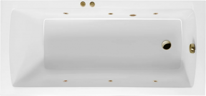Акриловая ванна Excellent Aquaria Soft 140x70 см, белая, с гидромассажем/джакузи, с каркасом, встраиваемая, со сливом-переливом, фурнитура бронза