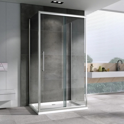 Душевой уголок Abber Schwarzer Diamant AG30140H-S90-S90 140x90, профиль хром, стекло прозрачное