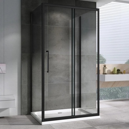 Душевой уголок Abber Schwarzer Diamant AG30130BH-S85B-S85B 130х85, профиль черный, стекло прозрачное