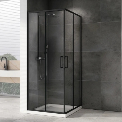 Душевой уголок Abber Schwarzer Diamant AG02080B5 80x80, профиль черный, стекло прозрачное