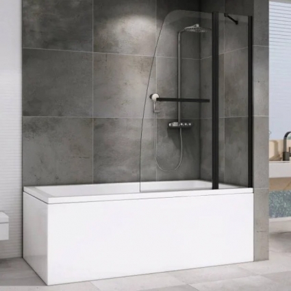 Шторка на ванну Abber Ewiges Wasser AG50100B 100x140, профиль черный, стекло прозрачное