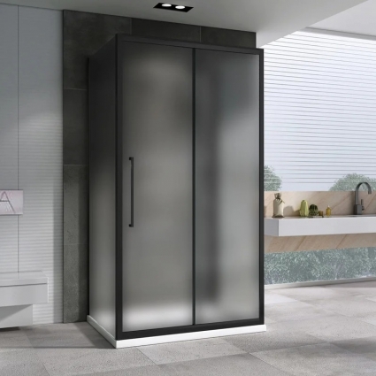 Душевой уголок Abber Schwarzer Diamant AG30170BMH-S70BM-S70BM 170x70, профиль черный, стекло матовое
