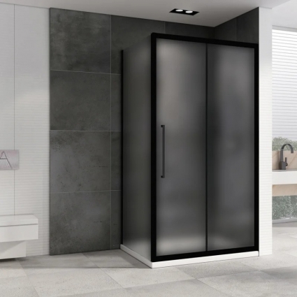 Душевой уголок Abber Schwarzer Diamant AG30170BMH-S100BM 170x100, профиль черный,  стекло матовое