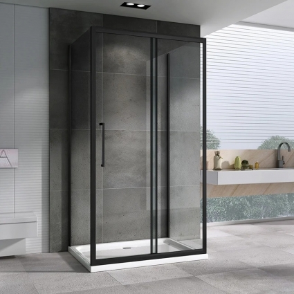 Душевой уголок Abber Schwarzer Diamant AG30160BH-S50B-S50B 160x50, профиль черный,  стекло прозрачное