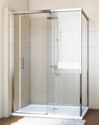 Душевой уголок GuteWetter Slide Rectan GK-863B правая 110x90 см стекло бесцветное, профиль хром