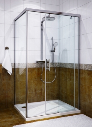 Душевой уголок GuteWetter Slide Rectan GK-863A правая 110x90 см стекло бесцветное, профиль хром