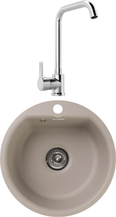 Комплект Мойка кухонная GranFest Smart SM 435 песочный + Смеситель MEGA Ege MG-PL10 хром
