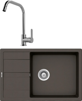 Комплект Мойка кухонная Schock Optima 60D Max Cristalite баварский камень + Смеситель MEGA City MG- ZRV104 хром