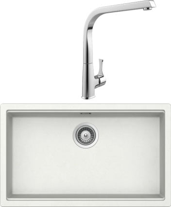 Комплект Мойка кухонная Schock Lahti 80 Cristalite альпина + Смеситель MEGA Mega MG-SUN03