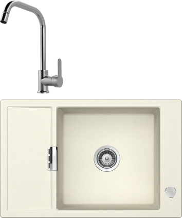 Комплект Мойка кухонная Schock Eton 60D Small Cristadur магнолия + Смеситель MEGA City MG- ZRV104 хром