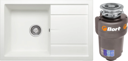 Комплект Мойка кухонная Tolero Classic R-112 туман + Измельчитель Bort Titan Max Power