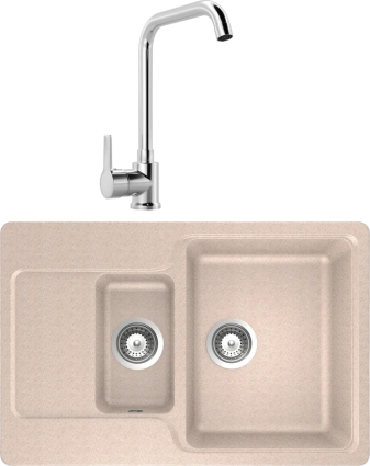 Комплект Мойка кухонная Schock Cambridge 60D Cristalite эверест + Смеситель MEGA Ege MG-PL10 хром