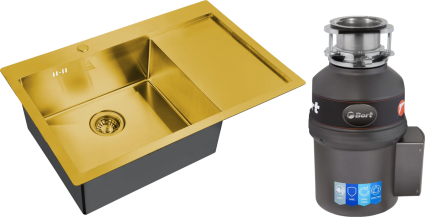Комплект Мойка кухонная Steel Hammer SH 7851-L BRONZE бронза + Измельчитель Bort Titan Extra