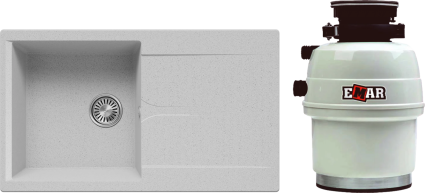 Комплект Мойка кухонная Polygran Gals 860 светло-серая + Измельчитель Emar ATC-WZB390A