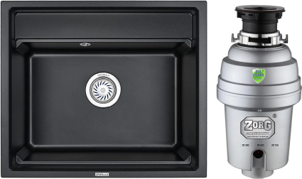 Комплект Мойка кухонная Granula Kitchen Space 6003, черный + Измельчитель Zorg Inox D ZR-38 D