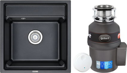 Комплект Мойка кухонная Granula Kitchen Space 5002, шварц + Измельчитель Bort Titan 9000