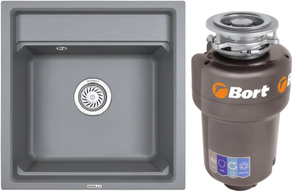 Комплект Мойка кухонная Granula Kitchen Space 5002, алюминиум + Измельчитель Bort Titan 5000
