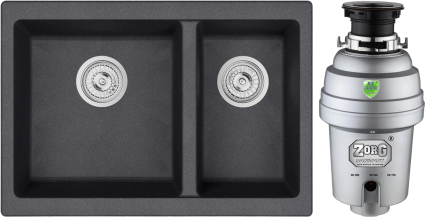 Комплект Мойка кухонная Emar Quartz EMQ-2665.PL Морион + Измельчитель Zorg Inox D ZR-38 D