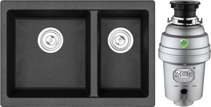 Комплект Мойка кухонная Emar Quartz EMQ-2665.PL Оникс + Измельчитель Zorg Inox D ZR-56 D
