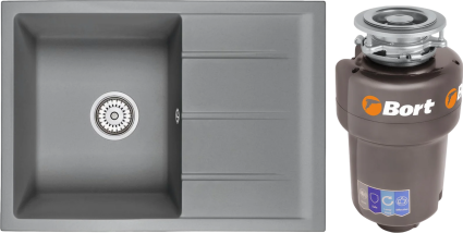 Комплект Мойка кухонная Emar Quartz EMQ-1700.Q Алмаз + Измельчитель Bort Titan Max Power