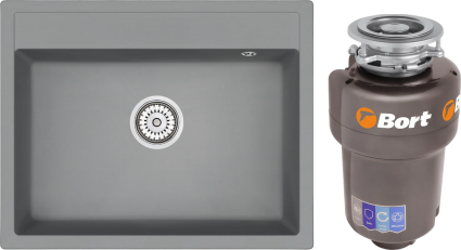 Комплект Мойка кухонная Emar Quartz EMQ-1640.Q Алмаз + Измельчитель Bort Titan 5000