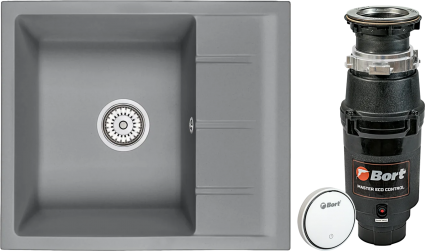 Комплект Мойка кухонная Emar Quartz EMQ-1580.Q Алмаз + Измельчитель Bort Master Eco Control