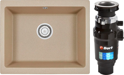 Комплект Мойка кухонная Emar Quartz EMQ-1555.P Сардоникс + Измельчитель Bort Master Eco 91275752