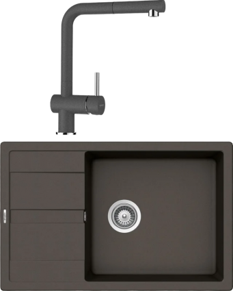 Комплект Мойка кухонная Schock Optima 60D Max Cristalite баварский камень + Смеситель Cristalite Epos-D выдвижной излив, баварский камень