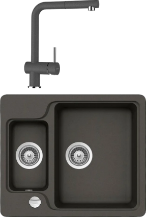 Комплект Мойка кухонная Schock Cambridge 60 Cristalite баварский камень + Смеситель Cristalite Epos-D выдвижной излив, баварский камень