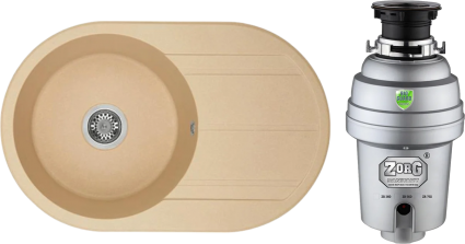 Комплект Мойка кухонная Акватон Амира латте + Измельчитель Zorg Inox D ZR-38 D