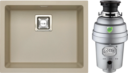 Комплект Мойка кухонная Alveus Quadrix Granital 50 pebble + Измельчитель Zorg Inox D ZR-56 D