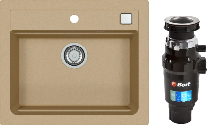 Комплект Мойка кухонная Alveus Atrox Granital 30 beige + Измельчитель Bort Master Eco 91275752