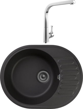 Комплект Мойка кухонная GranFest Quarz Z58 черный + Смеситель MEGA Mega MG-SUN03