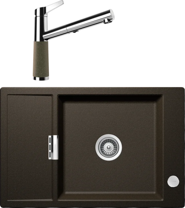 Комплект Мойка кухонная Schock Eton 60D Small Cristadur бронза + Смеситель Cristadur SC-510-D выдвижной излив, бронза