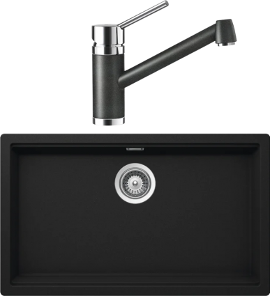 Комплект Мойка кухонная Schock Lahti 701053U 80 Cristalite оникс + Смеситель Cristalite Pila оникс