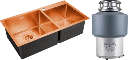 Комплект Мойка кухонная Emar PVD EMB-210 PVD Nano Coppery + Измельчитель Status Premium 200