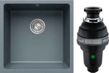 Комплект Мойка кухонная Tolero Classic R-128 грей + Измельчитель Bone Crusher BC 1000-AS